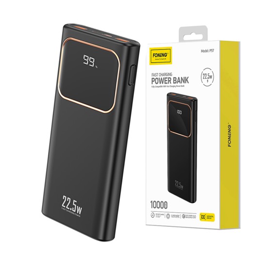 Foneng Power Bank P57 with LCD Digital Display 10000mAh 22.5W PD+QC Black